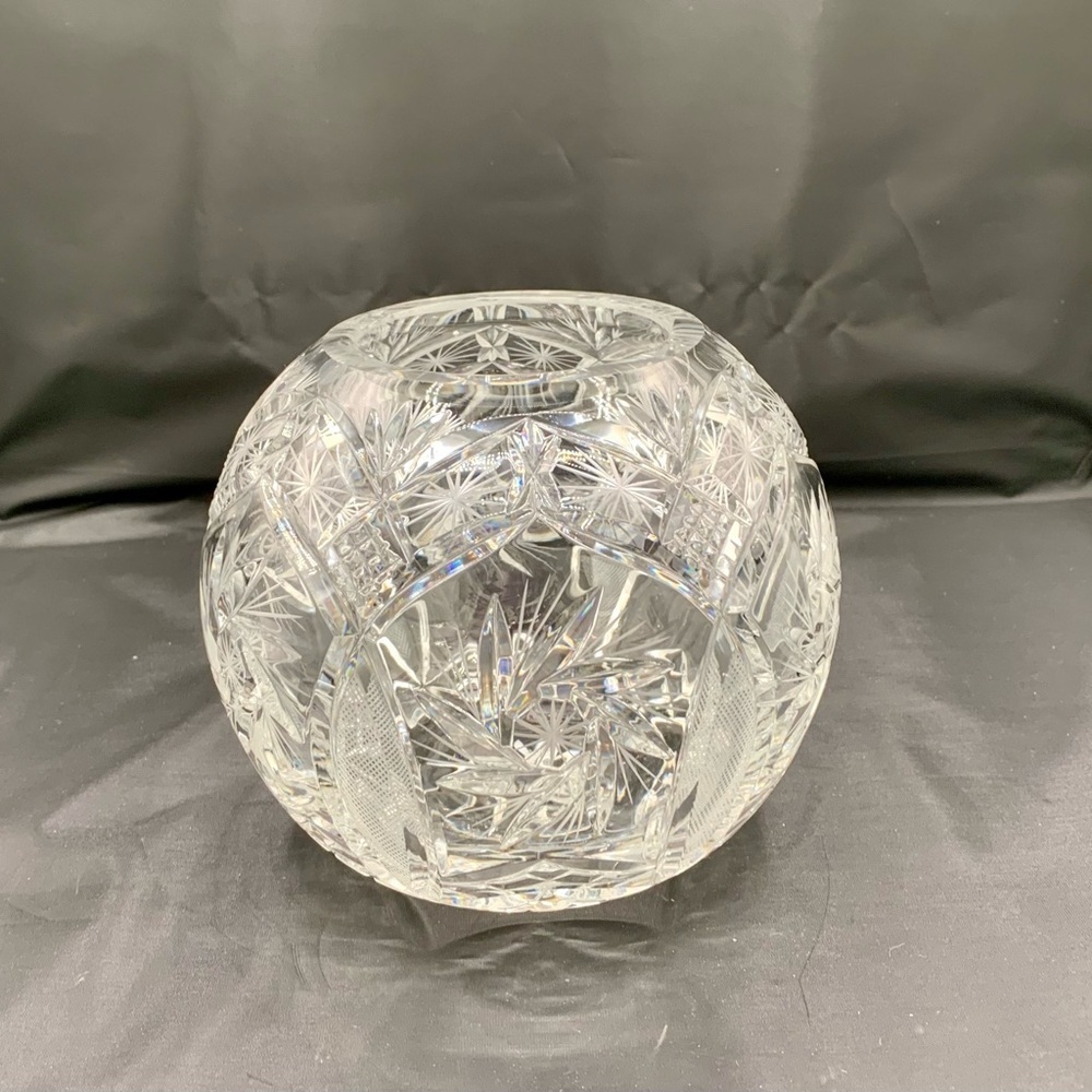 Vintage Crystal Cut Glass Round Vase